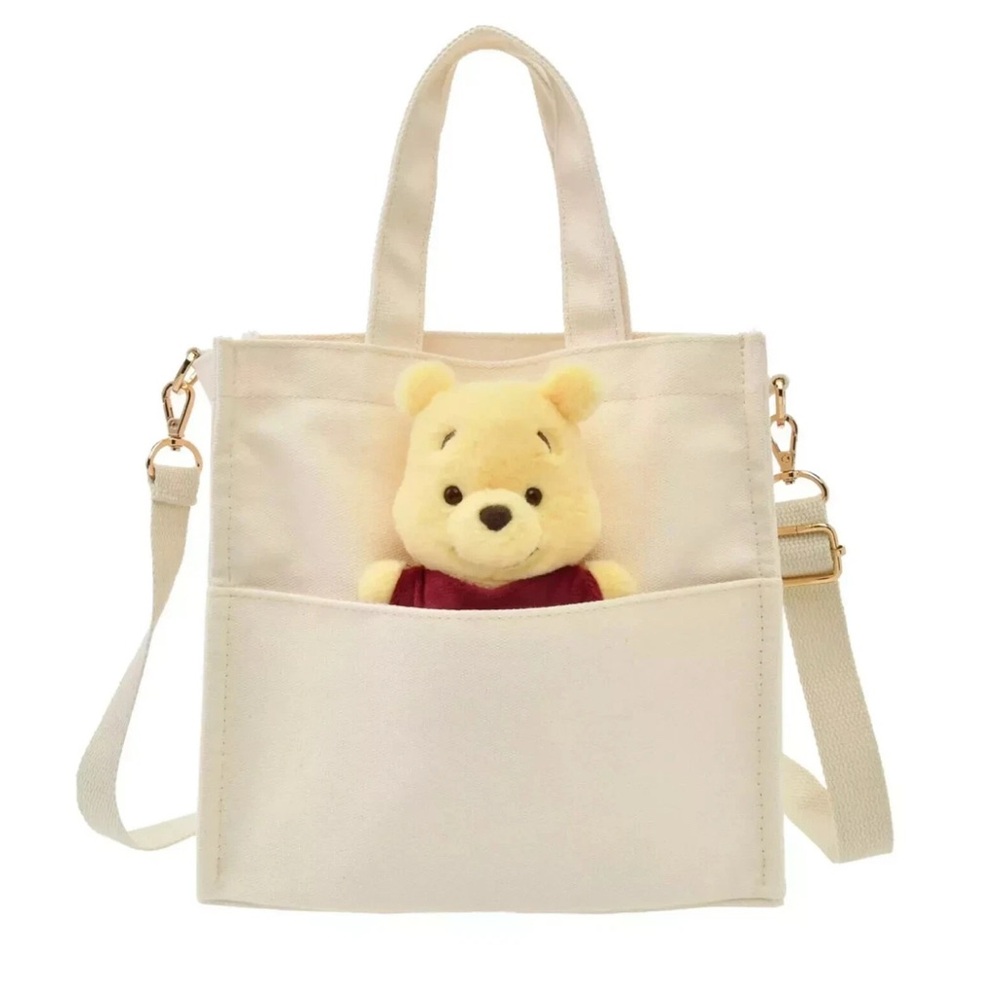 BNWT Disneyland Hong Kong Winnie the Pooh 2-way Shoulder tote bag with plush